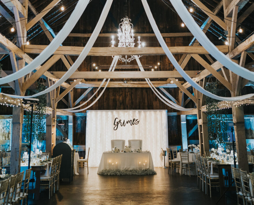 Elegant table setting at wedding venue in Mount Pocono, PA