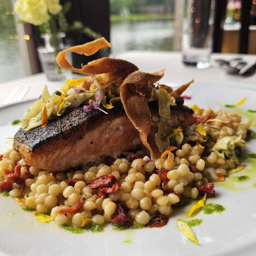 Salmon Dish at award winning The Waters Edge Restaurant at Grange Valley