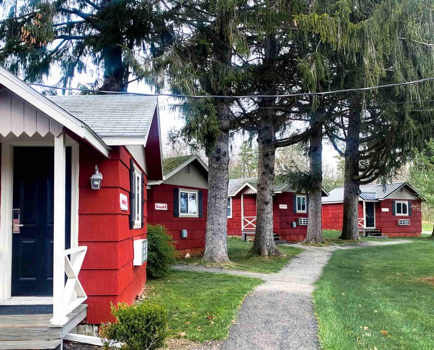 Red cottages at Poconos retreat
