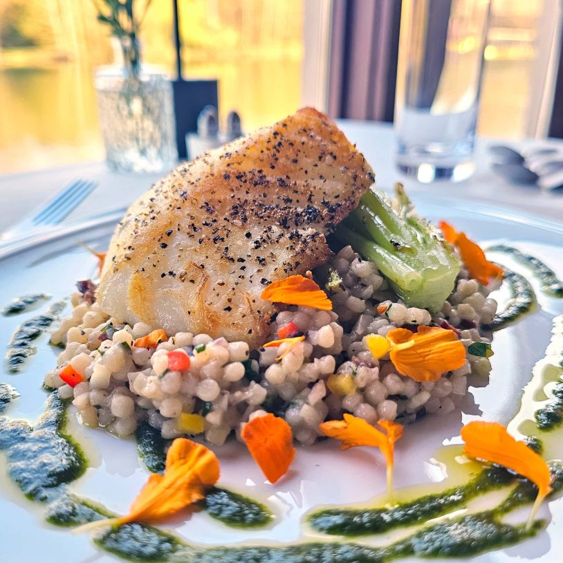 Fresh fish at waterfront restaurant in Mount Pocono, PA