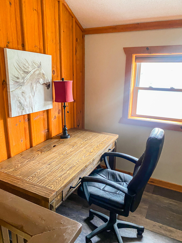 desk in cottage at rustic Poconos resort