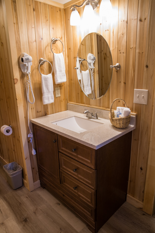 bathroom in premium cabin at grange valley in poconos
