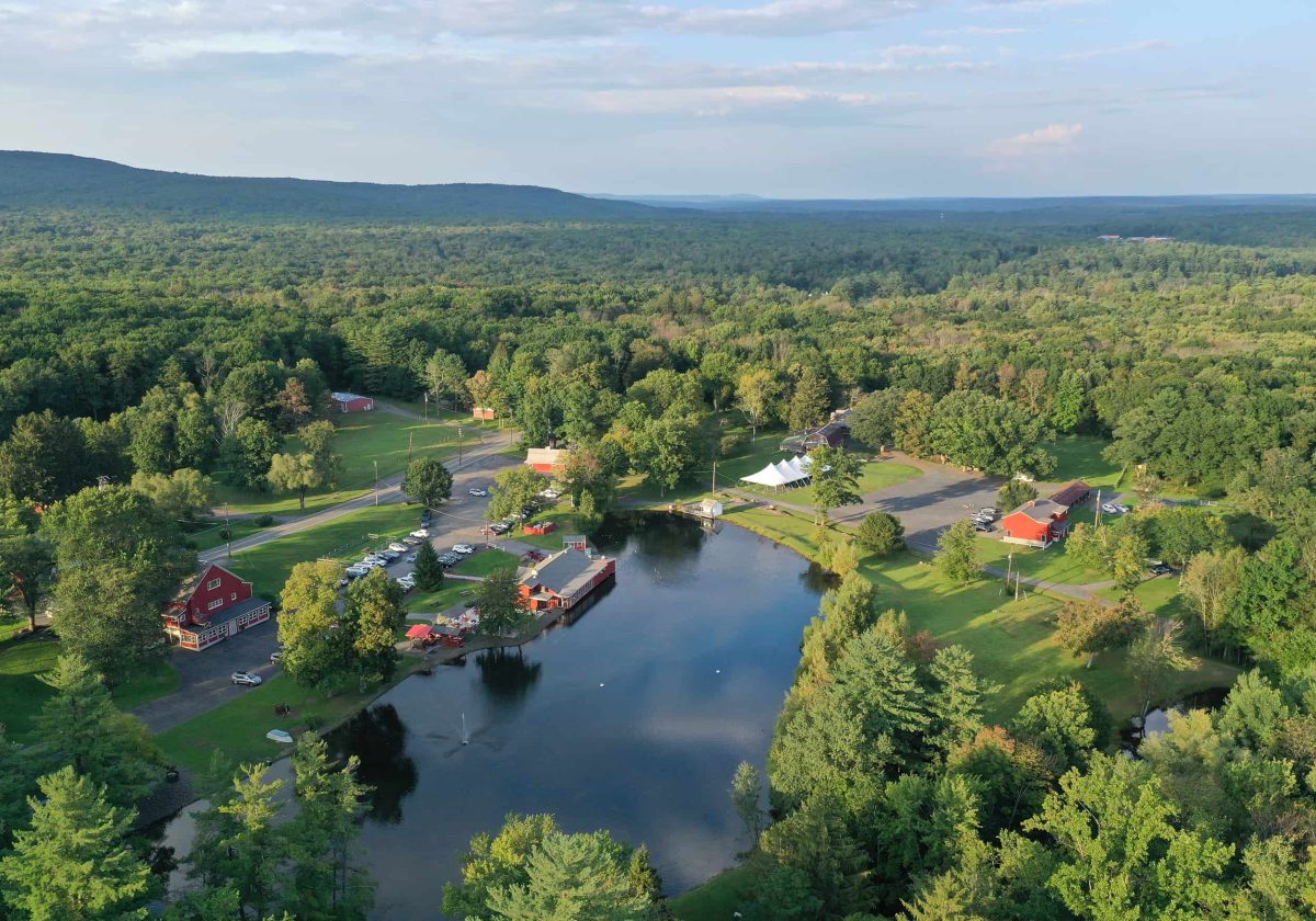 Aerial property view of Grange Valley inn and event venue in Mt. Pocono, PA