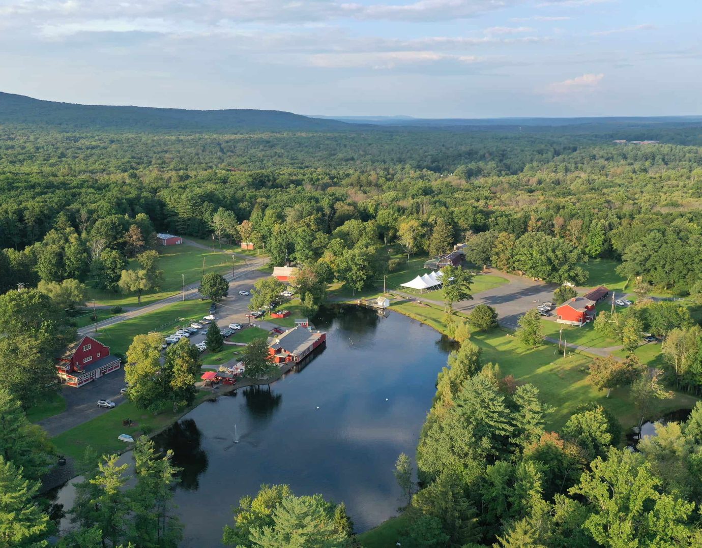Aerial property view of Grange Valley inn and event venue in Mt. Pocono, PA