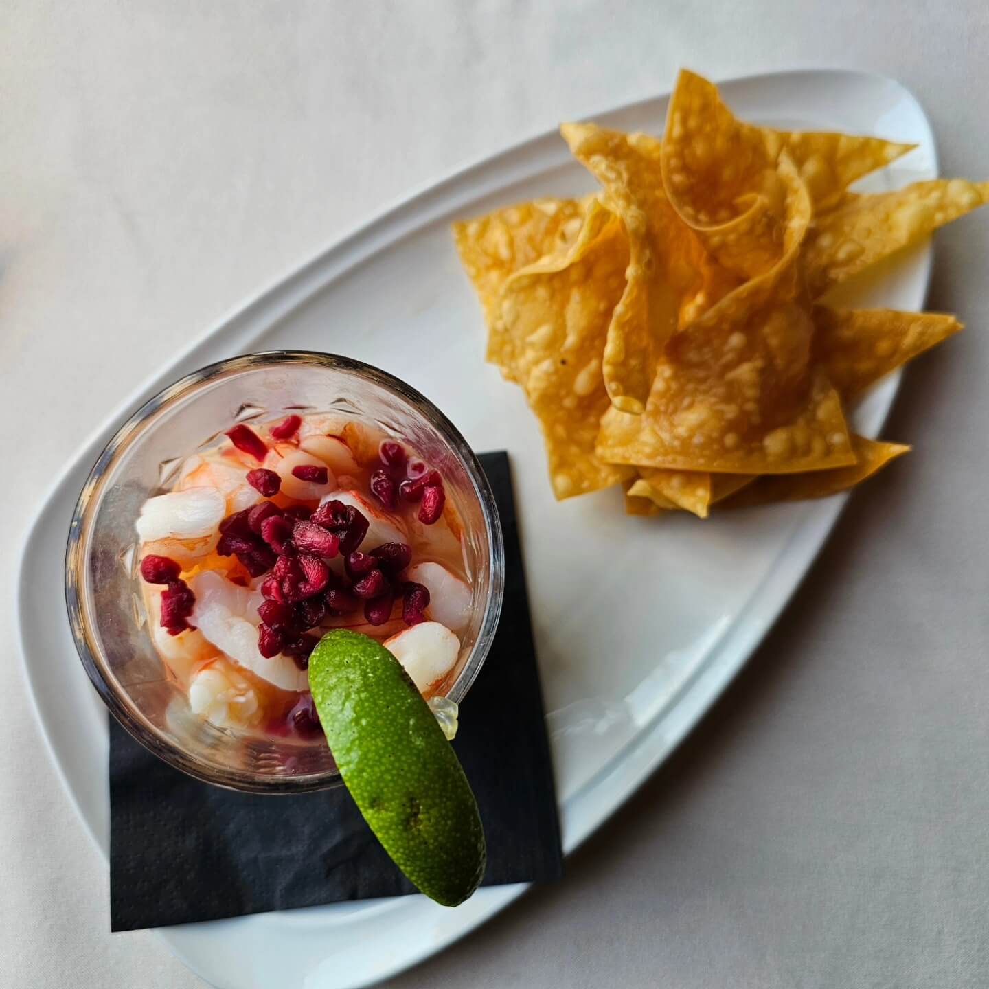 Shrimp and chips at waterfront restaurant in the Poconos