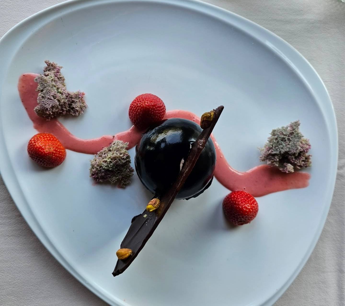 Gourmet chocolate dessert at romantic restaurant on a lake in the Poconos