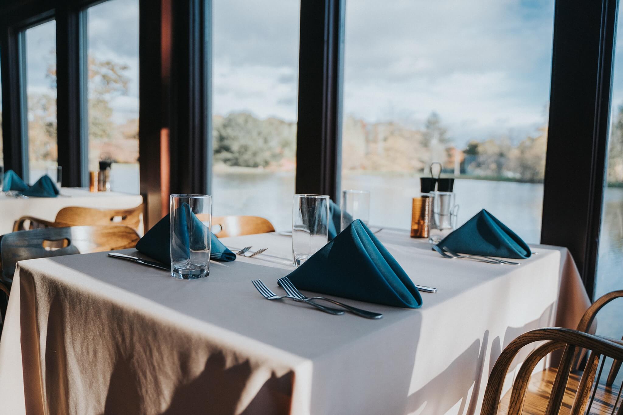 Lake view from table at Mt. Pocono resort