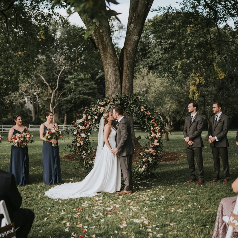 Outdoor wedding ceremony at nature-inspired Poconos event venue