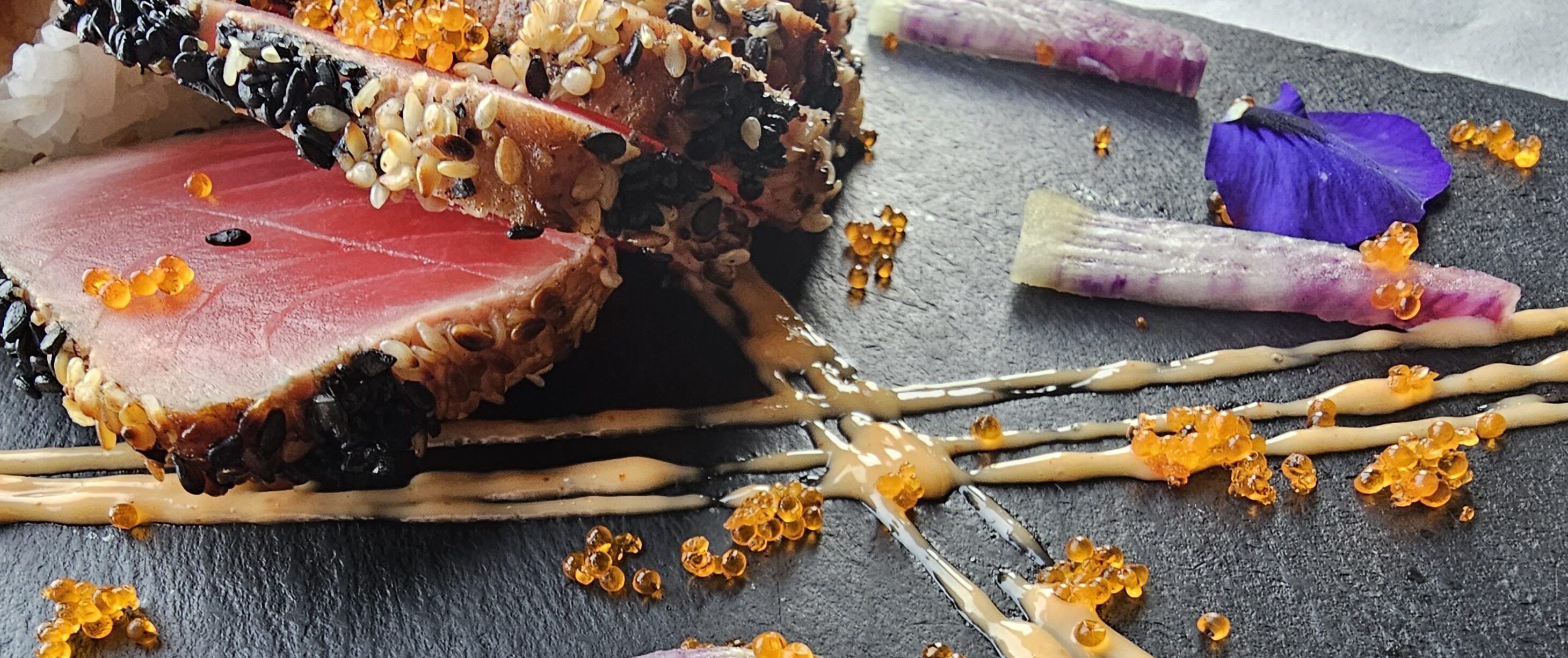 Seafood on rice at lakeside Poconos Restaurant