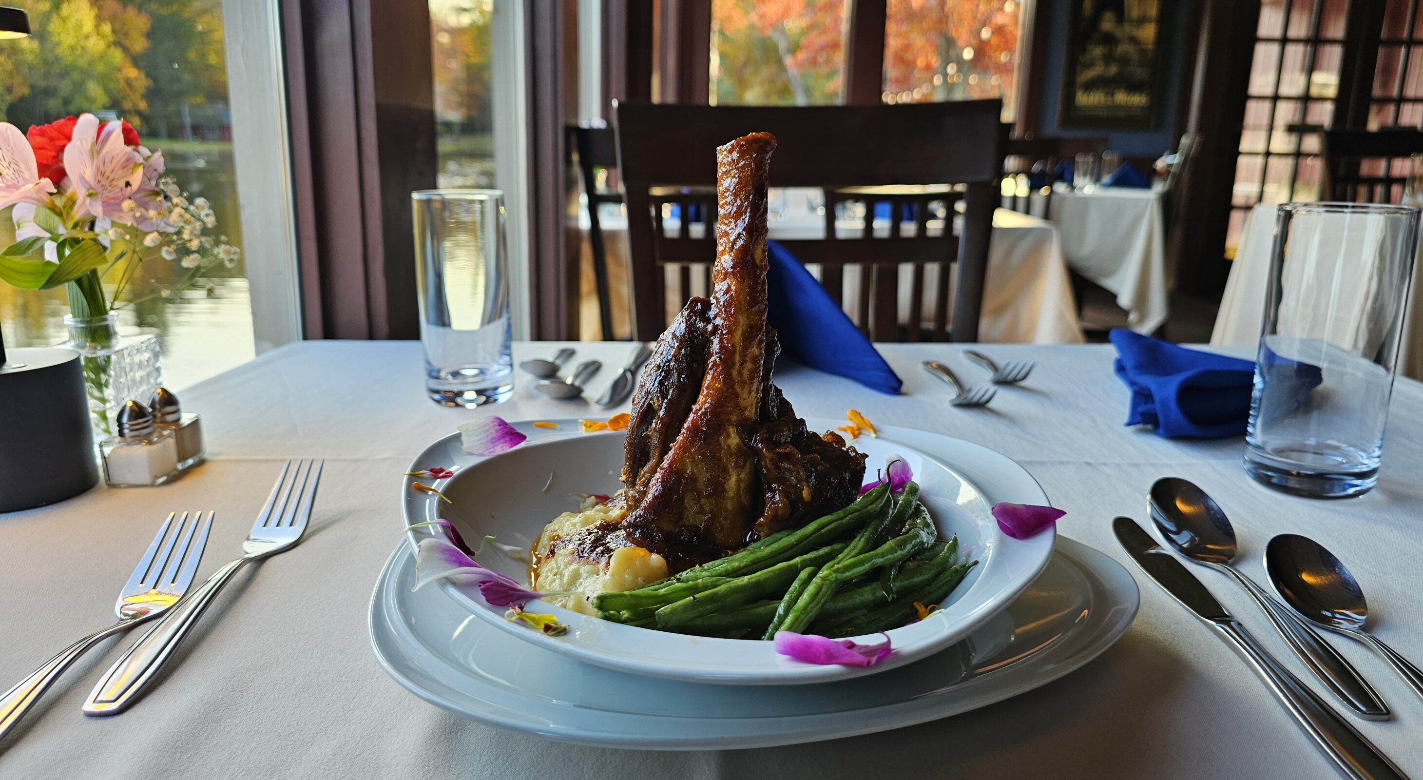 Lake view from table at Mt. Pocono resort