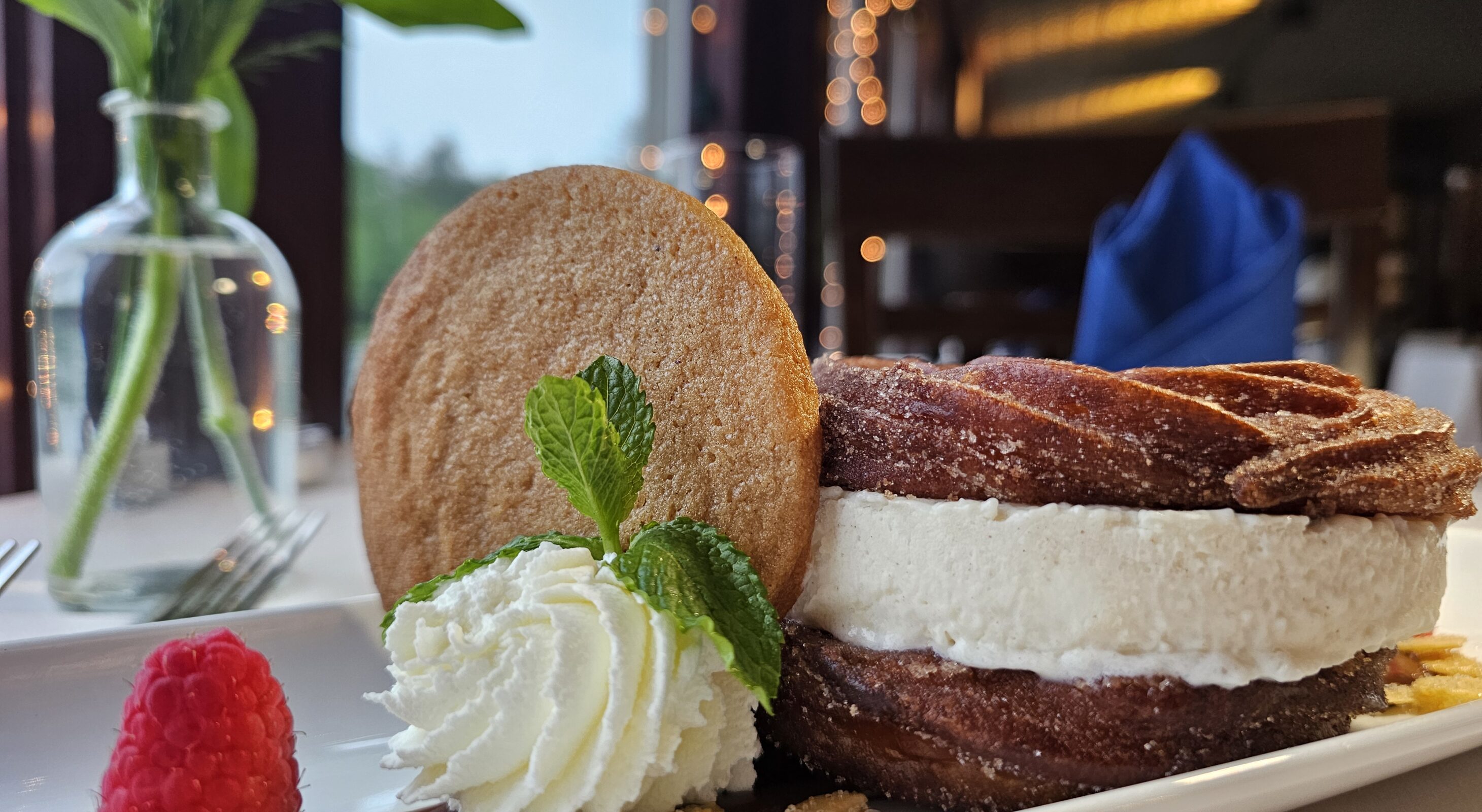 Cinnamon Wheel Pie dessert at romantic restaurant on a lake in the Poconos